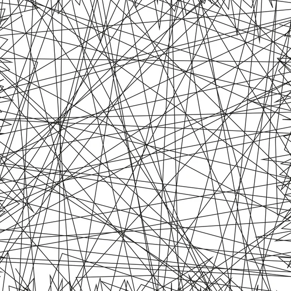 Asymetrické textura s náhodné chaotické čáry, abstraktní geometrický vzor. Černá a bílá vektorové ilustrace prvek návrhu pro vytváření moderního umění pozadí, vzory. Městský styl grunge. — Stockový vektor