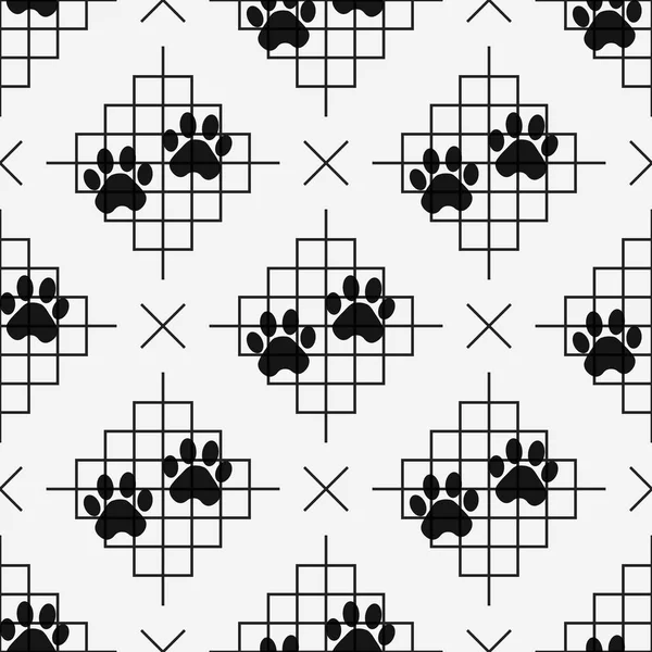 Dog Paw Prints Seamless Pattern Lines Eps — Stock Vector