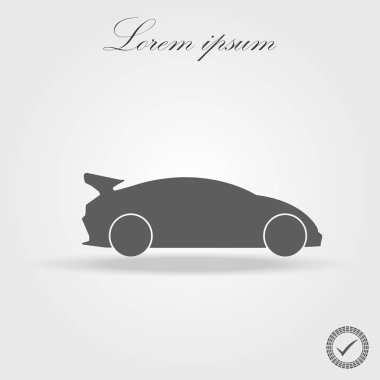 basit gezici spor araba simgesine yandan görüntülendi detaylı jantlar ve gölge ile düz siyah renkli