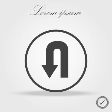 U dönüşü mesaj - yol işaretiyle izole, simge vektör çizim açın.