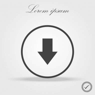 Yuvarlak aşağı ok simgesini tıklatın. Vektör çizim tarzı bir dairesi, şeffaf arka plan düz ikonik sembolü olduğunu. Web ve yazılım arabirimleri için tasarlanmış.