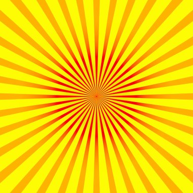 Parlak turuncu ışınlar arka planı. Çizgi roman, pop sanat tarzı. Vektör, 10 birim.