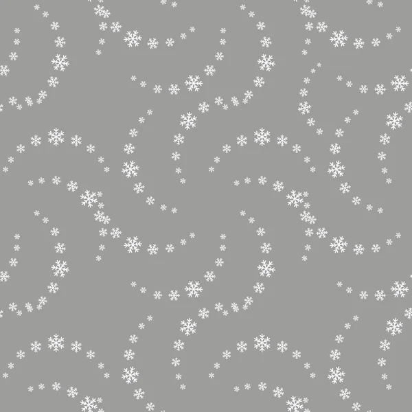 Λευκό νιφάδες χιονιού χωρίς ραφή μοτίβο στο γκρι. Χειμώνας ατελείωτες φόντο eps10 — Διανυσματικό Αρχείο