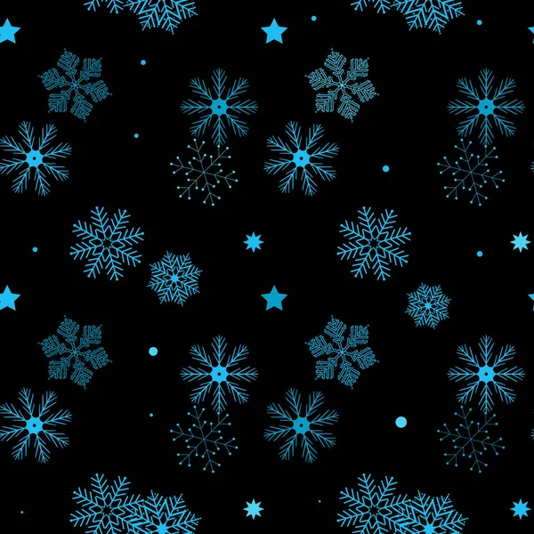 Blue Seamless background with snowflakes on black background eps10 — Stock Vector