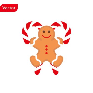 Zencefilli çörek adam ikonu, vektör çizimi. Noel koleksiyonu. eps10