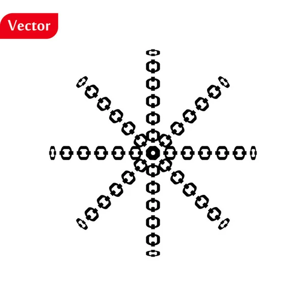 Snöflinga med kedja stil ikon, vektor enkel platt enda färg isolerad på vitt. Jul vinter semester tema dekorativ design element. — Stock vektor