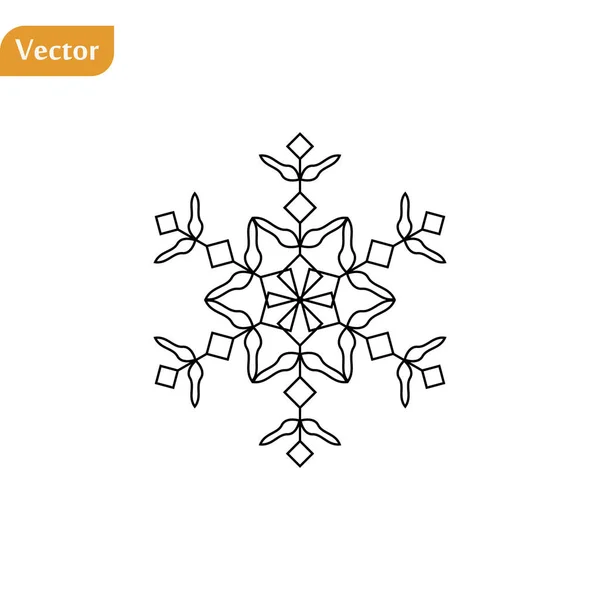 Schneeflockensymbol. Weihnachten und Winter Thema. einfache flache vlack-Umrandung auf weißem Hintergrund. — Stockvektor