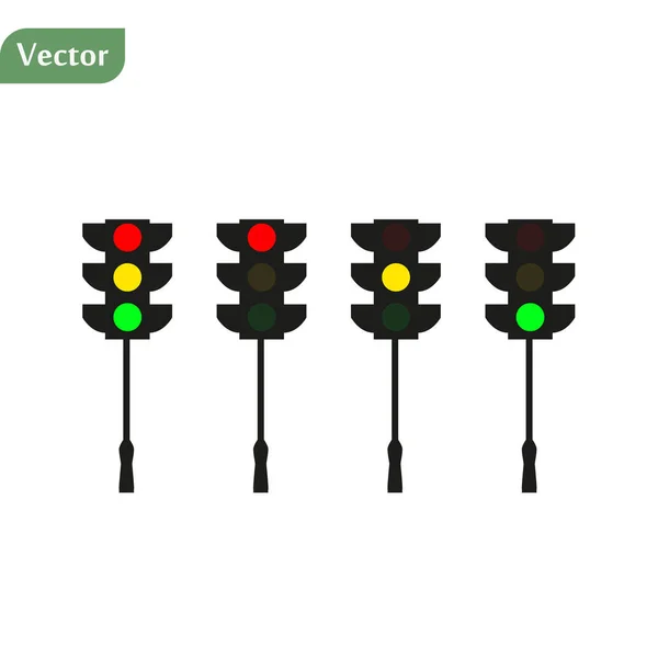 Ampeln. Flache Signalsymbole. Semaphore-Design. Vektor-Illustration isoliert auf weißem Hintergrund. — Stockvektor