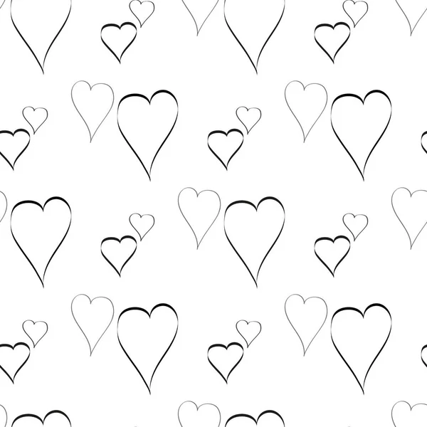 Бесшовный рисунок с сердцами. Ручной рисунок. Черно-белый минималистский сердце плавный узор для детских обоев . — стоковый вектор