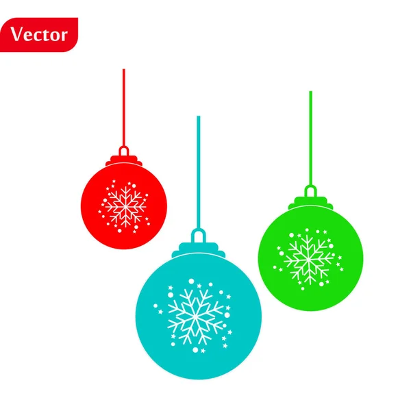 Ilustração vetorial de bolas de Natal brilhantes. Decoração de inverno. —  Vetores de Stock