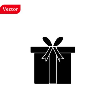 vektör mavi hediye kutusu simgesi, bir yay ile sarılı noel hediyesi