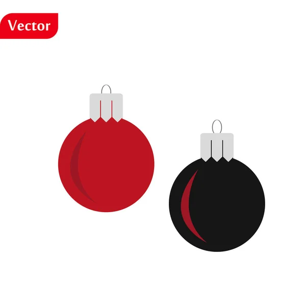 Bola de Navidad. Bola de Navidad realista de color metálico negro y rojo . — Vector de stock