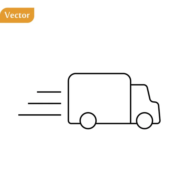 Spedizione veloce consegna camion icona vettoriale piatta per applicazioni e siti web — Vettoriale Stock