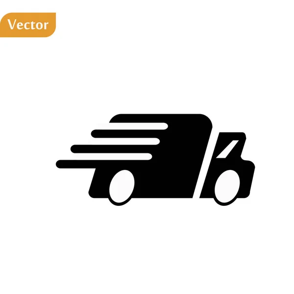 Hızlı sevkiyat teslimat kamyonu düz vektör simge uygulamalar ve Web siteleri için — Stok Vektör