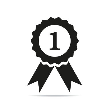 Bir numaralı ödül rozeti vektör ikonu madalyası