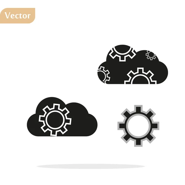 Ícone de preferências de armazenamento em nuvem plana. Ilustração símbolo de sinal de vetor isolado —  Vetores de Stock