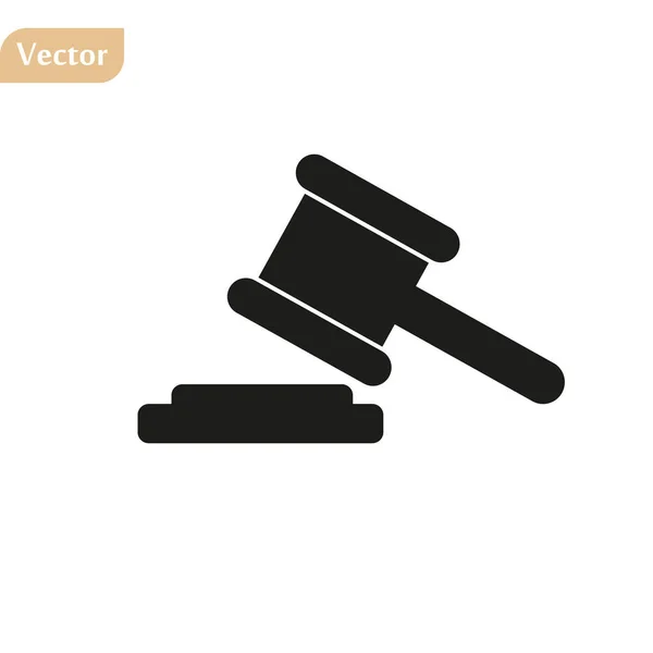 De rechter hamerde op Icoon Vector. Simpel plat symbool. Perfect zwart pictogram illustratie op witte achtergrond. — Stockvector