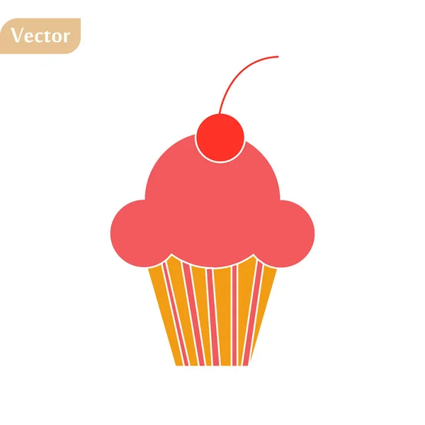 Niedlichen Cupcake-Symbol im flachen Stil isoliert auf weißem Hintergrund. Vektorillustration — Stockvektor