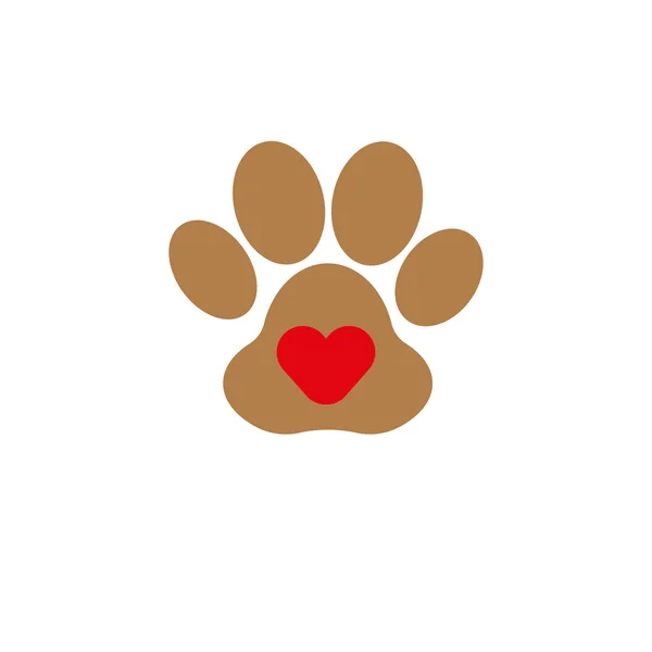 Icon for veterinarian, animal footprint with heart. — 스톡 벡터