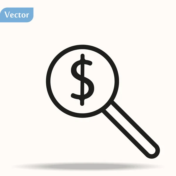 Sök dollar ikonen isolerad på vit bakgrund. Förstoringsglas symbol modern, enkel, vektor, ikon för webbdesign, mobilapp, ui. Vektor Illustration — Stock vektor
