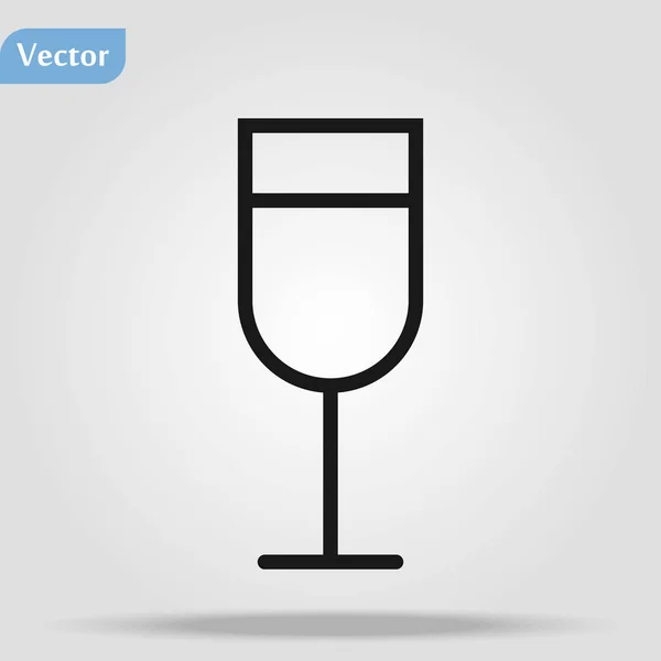 Víno sklo alkohol symbol vektor černá čára na bílém pozadí — Stockový vektor