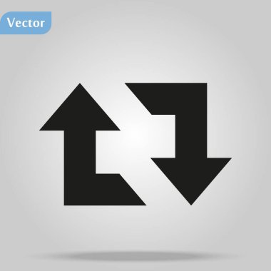 Beyaz arkaplanda ok retweet simgesi düz tasarım illüzyonu