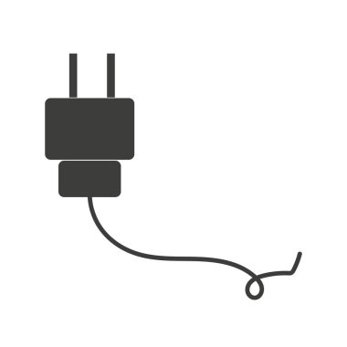 Simge takın. İngiltere'de elektrik fişi simgesi. Beyaz bir arka plan siyah düz ikonik sembolü illüstrasyon tarzıdır.