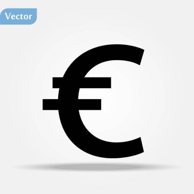 Euro vektör simgesi, para sembolü. Web ya da mobil uygulama için basit, düz tasarım