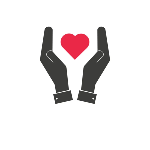 Руки держат иконку сердца. Просто заполненные руки с иконой сердца. На белом фоне . — стоковый вектор
