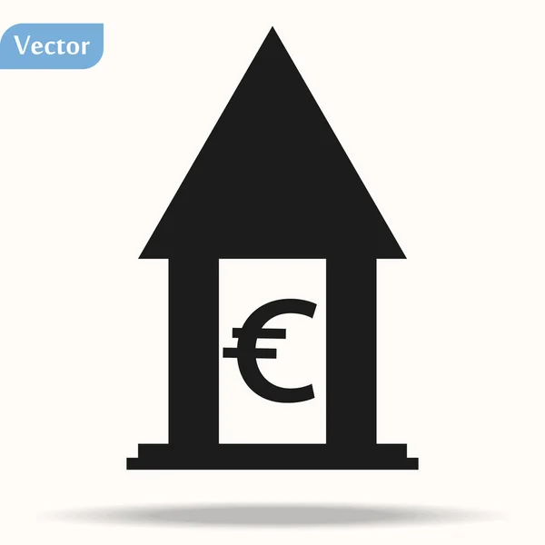 Icono de inicio con etiqueta Euro en estilo plano sobre fondo blanco eps10 — Archivo Imágenes Vectoriales