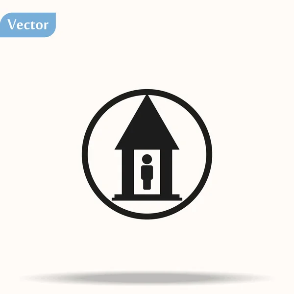 Home icoon met man label in platte stijl op witte achtergrond eps10 — Stockvector