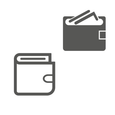 Cüzdan Simgesi gri arka planda izole edilmiş modaya uygun düz stil. Web sitenizin tasarımı için cüzdan sembolü, logo, uygulama, UI. Vektör illüstrasyonu, EPS 10