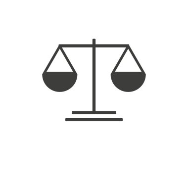 Mekanik ölçekler tek bir düz simgeyi izole etti. Web siteleri ve mobil minimalist düz tasarım için denge çizgisi vektör simgesi. eps10