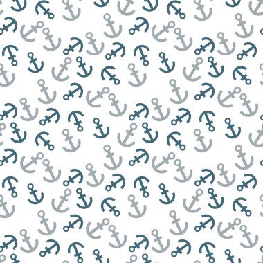 Beyaz arka planda mavi çapalı kusursuz desen. Vektör çizimi. eps10