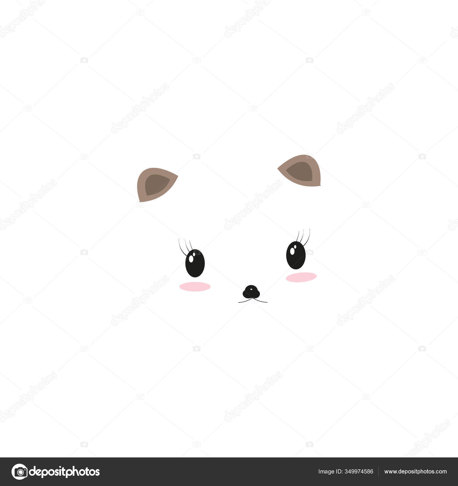 Kawaii, Cara Fofo Pequeno Panda Bebê. Desenho De Logotipo Plano