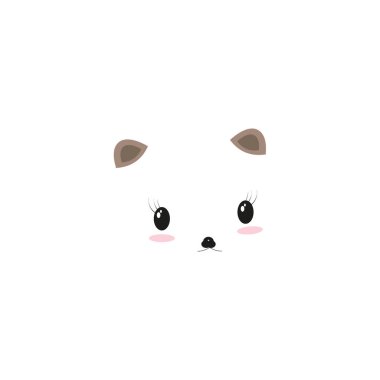 Kawaii şirin yüzlü bebek panda. Düz logo çizgi filmi eps10