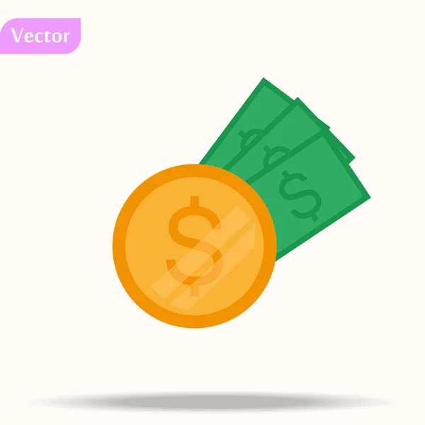 Platt Ikon Pengar Sedlar Med Mynt Vektor Eps10 — Stock vektor