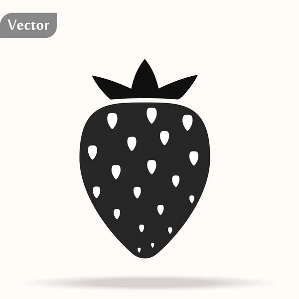 Schwarzes Erdbeerfrucht-Symbol auf weißem Hintergrund. Vektorillustration. — Stockvektor