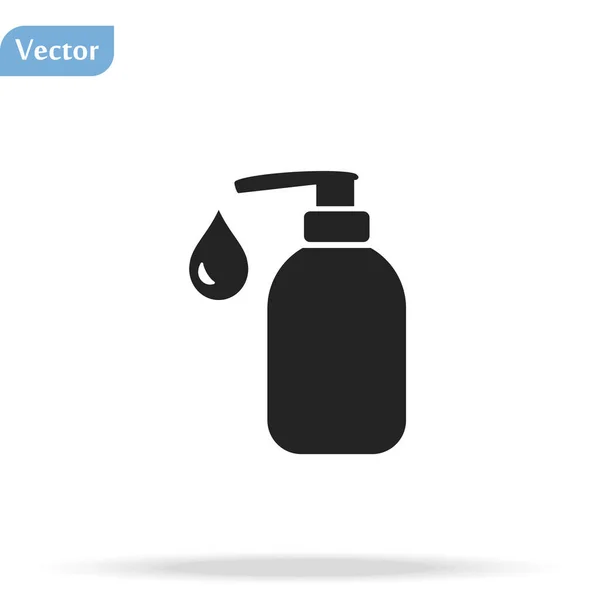 Flaschensymbol Für Händedesinfektionsmittel Trendigen Flachen Stil Isoliert Auf Weißem Hintergrund — Stockvektor