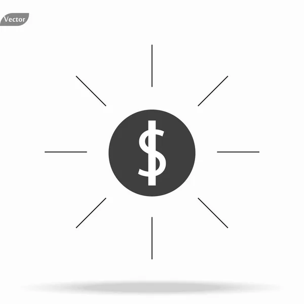 Moeda Dólar Com Ícone Raio Sol Design Simples Ilustração Vetorial — Vetor de Stock