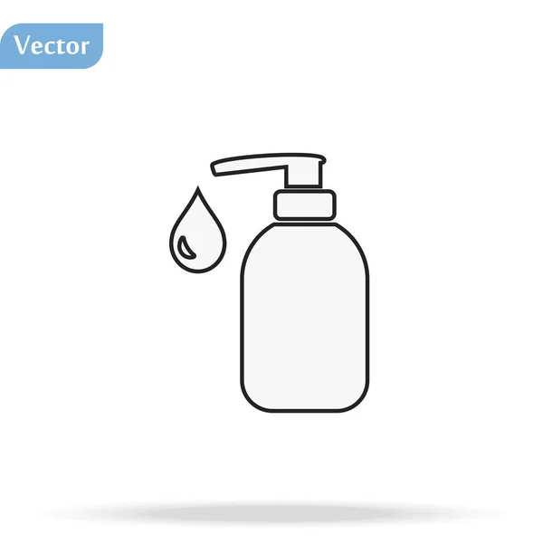 Desinfecção Ícone Linha Garrafa Desinfetante Mão Gel Lavagem Sílhueta Preta — Vetor de Stock