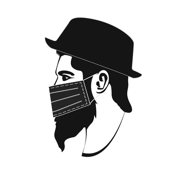 Hipster Personagem Com Venda Chapéu Máscara Eps —  Vetores de Stock
