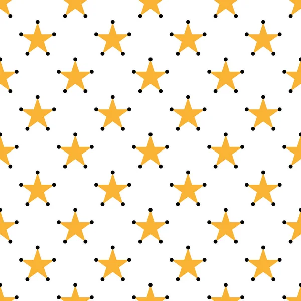 Estrelas Amarelas Sobre Fundo Branco Ilustração Vetorial Padrão Sem Costura — Vetor de Stock