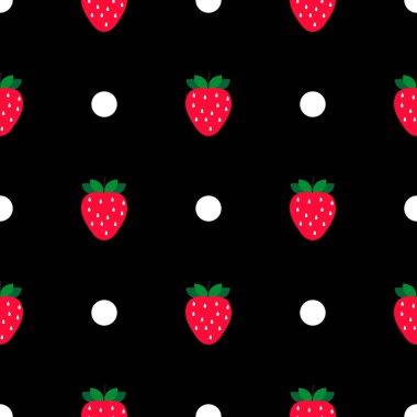 Çilekli kusursuz desen. Duvar kağıtları, şablon dolguları, web sayfası geçmişleri, yüzey dokuları, tekstil için mükemmel. 10 saniye.