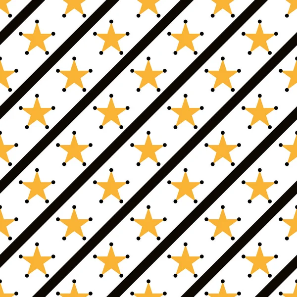 Estrelas Amarelas Sobre Fundo Branco Ilustração Vetorial Padrão Sem Costura — Vetor de Stock