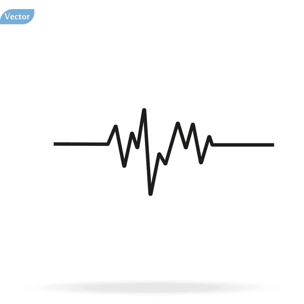 Pulso ritmo cardíaco Vector icono en estilo plano. Frecuencia cardíaca, icono de frecuencia de pulso, gráfico de salud, forma de onda, vector — Vector de stock
