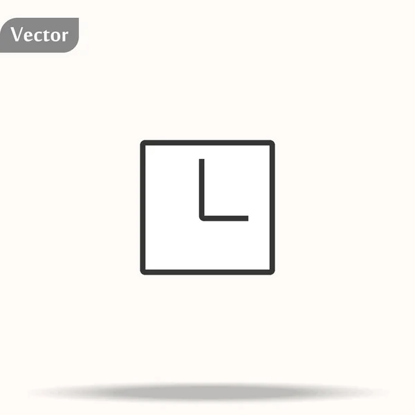 Ilustración vectorial reloj cuadrado de oficina. Reloj de pared blanco y negro aislado en blanco . — Vector de stock