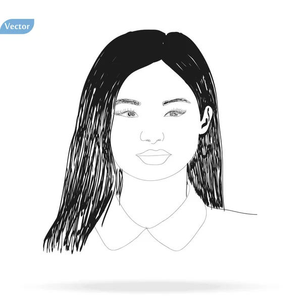 Απεικόνιση Των Γυναικών Μακρύ Εικονίδιο Στυλ Μαλλιών Γυναίκες Λογότυπο Πρόσωπο — Διανυσματικό Αρχείο