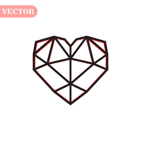 Schwarzer geometrischer Herzvektor. Herz im polygonalen Design. Illustration zum Valentinstag — Stockvektor
