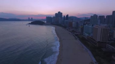 Sunset Haeundae Beach, Busan, Güney Kore, Asya